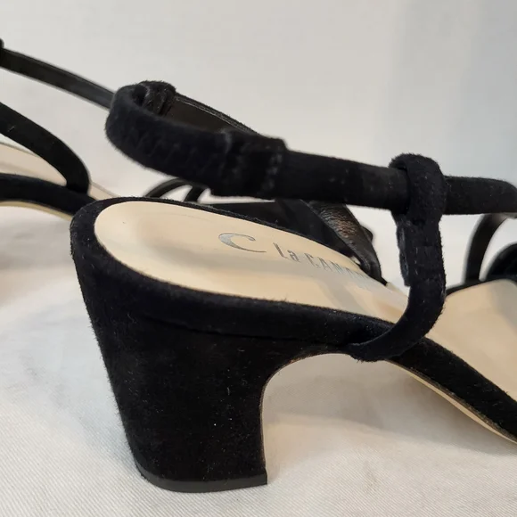 La Canadienne Pola black suede square stappy sandal 36 Stuart Weitzman soirée 35 - Picture 8 of 16